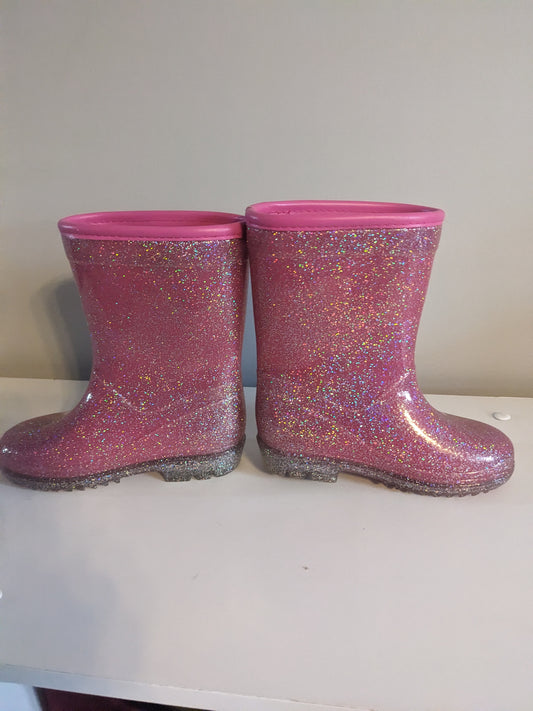 Pink glitter rain boots size 8 toddler
