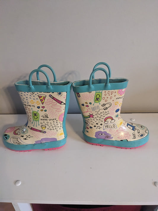 Doodle print rain boots size 8 toddler